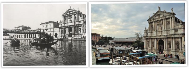 Foto con il ponte in ghisa di Neville e foto attuale, senza il ponte Foto con il ponte in ghisa di Neville e foto attuale, senza il ponte