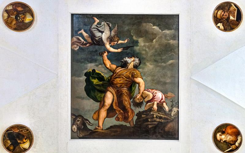 Basilica della Salute, i dipinti di Tiziano nel soffitto della Sacrestia