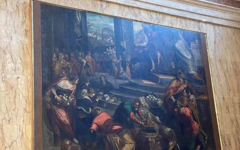 Chiesa di San Trovaso, quadro nell'altare, Gioacchino scacciato dal Tempio