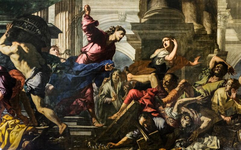 - Gesù scaccia i mercanti dal tempio di Gerusalemme. Antonio Zanchi 1667. Ph. Francesco Bianco