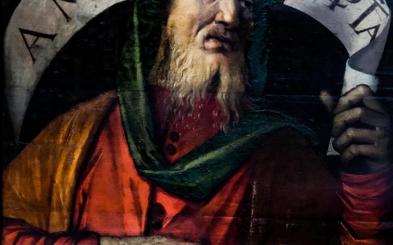Raffigurazione del profeta Amos, sul soffitto della Chiesa